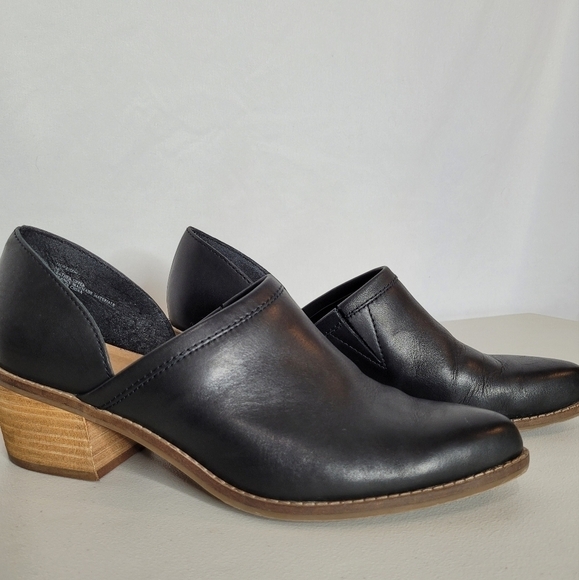 Crown Vintage Morrison Black Leather Slip-on Block Heel Low Cut Bootie - Size 8 - Picture 1 of 12